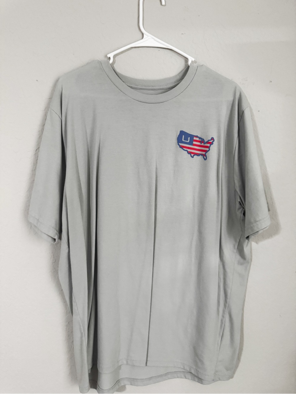 Huk Light Gray Short Sleeve Tee with USA Map Patch